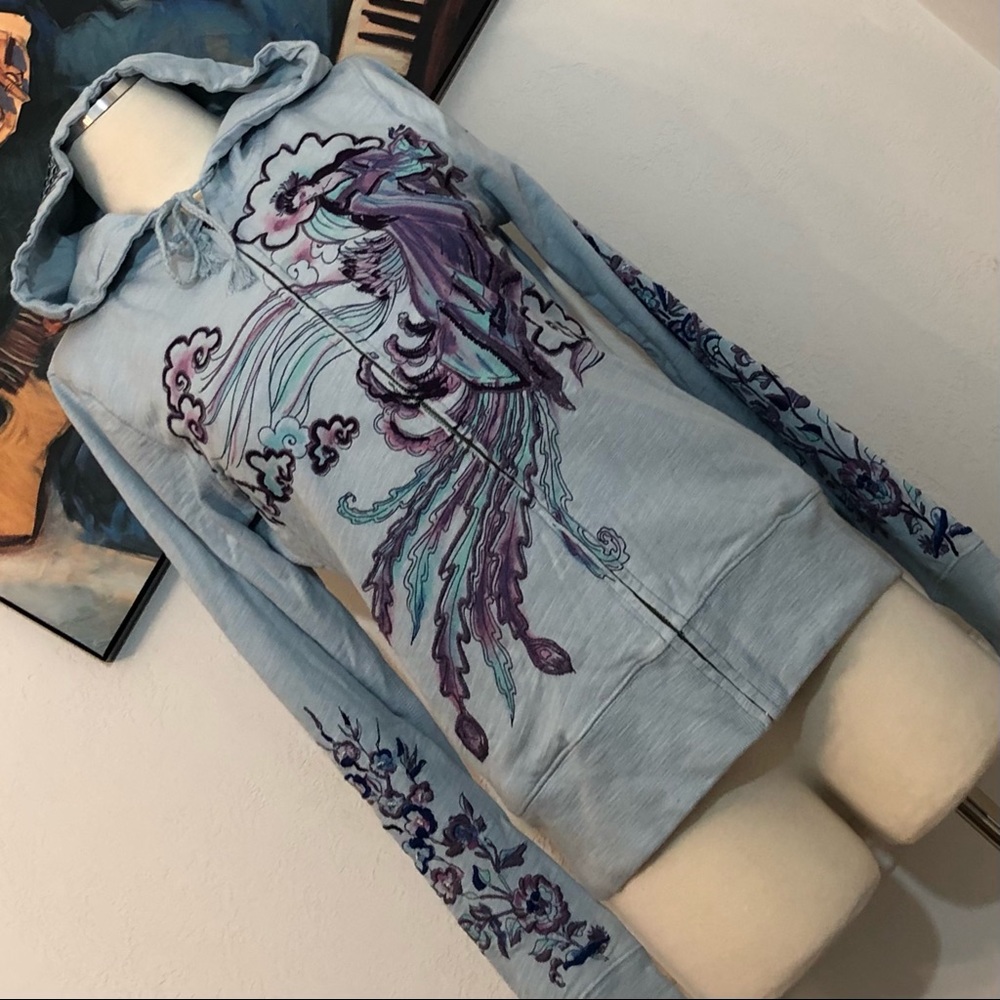 Lucky Brand Hoodie NWT Jacket Embroidered-Detail Zipper-Front L-Sleeve Size Med - Picture 9 of 10